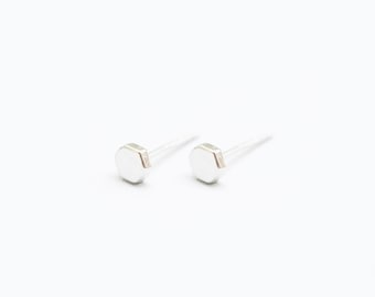 sterling silver tiny hexagon studs
