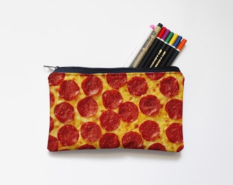 pizza Zipper Pouch, Pencil Pouch, Pencil Case,
