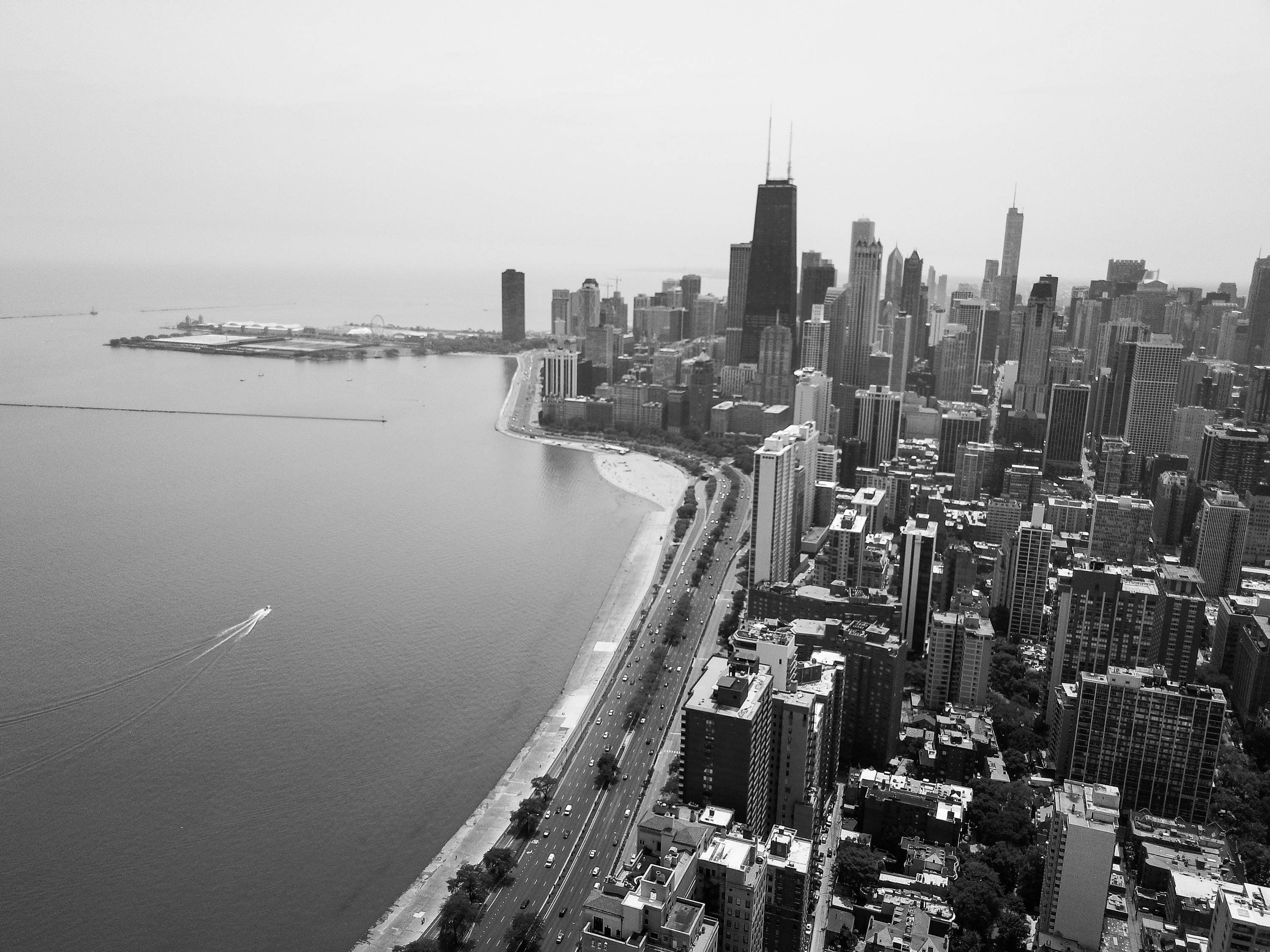 City Skyline Black & White Chicago Wall Art Chicago Art