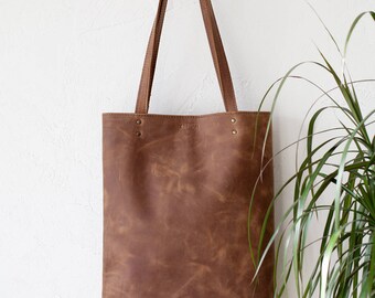 Cognac Distressed Leather Tote bag No. LPB-2078