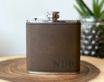 Personalized Flask, Gift For Men, Groomsman Flask, Flasks For Men, Leather Flask, Engraved Flask, Gift For Him, Husband Gift, Boyfriend Gift