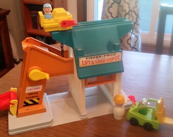 Vintage Fisher Price Lift & Load Depot Playset with Accessories