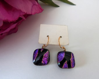 Purple Fused Glass Earings