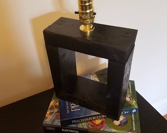 Free Shipping!! Black Hand painted Wooden Square Table Lamp