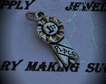 First Place Ribbon Sterling Silver Plated Charm