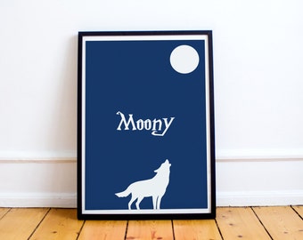 Moony Minimalist Print - Remus Lupin - Marauders Map - Harry Potter (Available in many sizes)