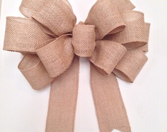 12 inch wired edge Burlap Bow, big wreath bow, wedding bow, rustic burlap bow, door bow, burlap wreath bow, decor bow, gift bow burlap bows