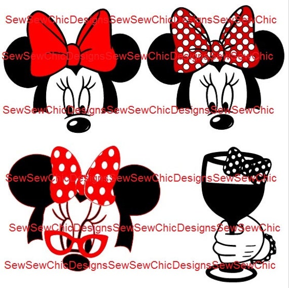 Minnie Mouse Half Face with Wine Glass SVG