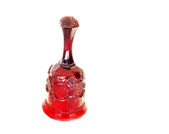 Vintage Red Glass Bell, Ruby Red Glass, Bell Decor, Red Cape Cod Glass, Home Decor, Living Room Decor, Collectible Red Glass, Commemorative
