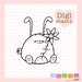 Sunflower Bunny Digital Stamp for Card Making and Paper Crafts