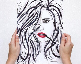 Art print woman with seductive look