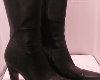 Black Leather Boot 7.5 12 inch