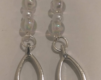 Wish Bone Earrings With Iridescent Beads