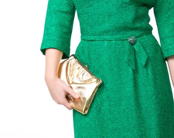 60s Gold Convertible Clutch Bag with Comb