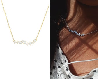 Wavy Line Cubic Zirconia Necklace