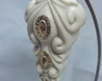 Off White Porcelain Ornament with Gold Trim