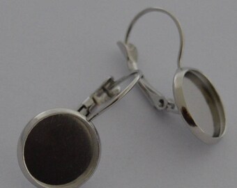 20 supports for cabochons 12mm Platinum earrings