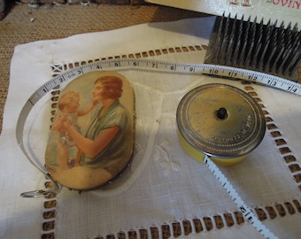Vintage Prudential Insurance Advertising Pin Cushion & German Sewing Tape Measure / Vintage Sewing Accessories