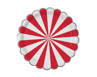 Toot Sweet Red Striped Paper Plates, Large, Meri Meri, Party Decor, Party Supplies, Tableware, Circus, Carnival, Party Theme