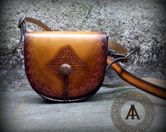 Brown Leather Celtic Shoulder Purse