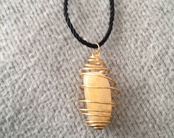 Wire Wrapped/Caged Citrine Crystal Necklace