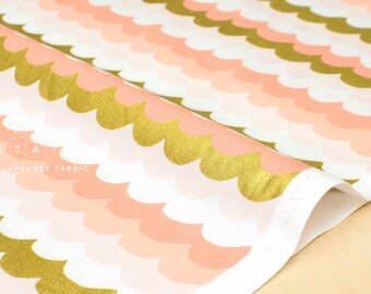 Cotton + Steel Amalfi - waves coral metallic - 50cm