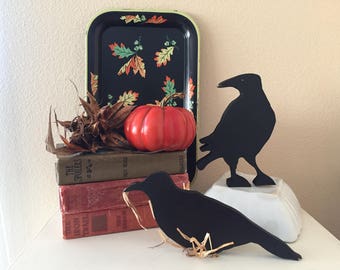 Handcrafted Wooden Crows / Primitive Crows / Fall Decor