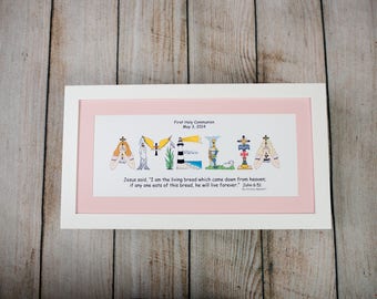 First Communion Gift for Girls - Personalized first communion gift with 10x20 frame