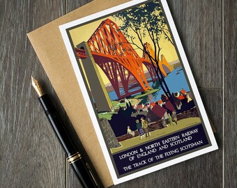 England travel birthday cards, Scotland vacation post cards, London retirement cards, Railway posters, vintage travel poster art cards