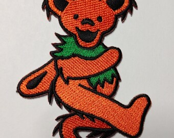 3" Orange Dancing Bear Patch Grateful Dead Owsley Stanley Merry Pranksters Steal Your Face