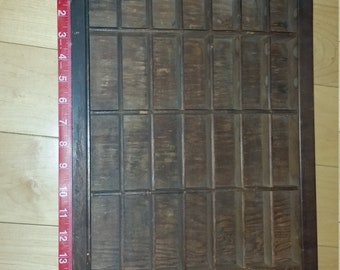 Beautiful old printers' tray / type case / type drawer / shadow box / display case