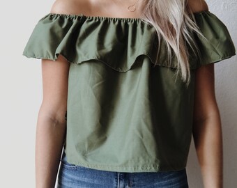 off the shoulder ruffle top