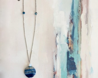 Long "GAYA" lune_ Frivole jewelry agate/gemstone necklace