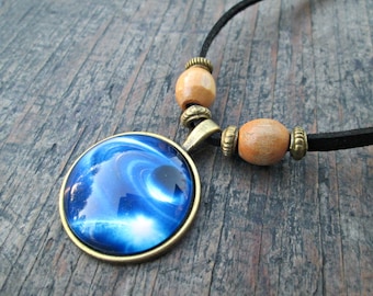 Blue Galaxy Necklace, Galaxy Jewelry, Galaxy Pendant, Blue Galaxy Jewelry, Nebula Necklace, Universe Necklace, Star Jewelry, Boho Jewelry