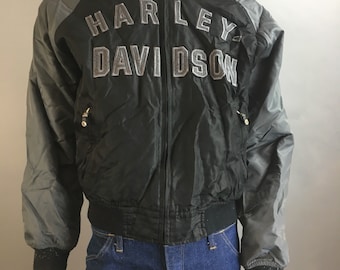 Harley Davidson Trucker Jacket// Harley Baseball Jacket// Windbreaker Size L (F1)