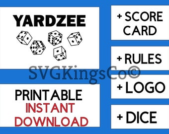 YARDZEE printable + svg, yardzee score card, yardzee rules, yardzee score sheet, yardzee file, yardzee download, yardzee decal, scorecard
