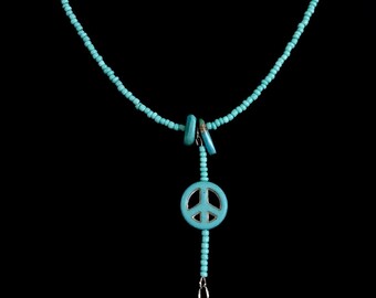 Cannabis & peace sign in turquoise.