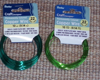green craft wire,22 Gauge,dark green or parrot green,10 yd,colored copper wire,St. Patrick's Day,jewelry making, crafts,wire art,Christmas