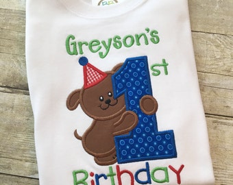 First birthday boy shirt - 1st birthday - Puppy First Birthday -Boy first birthday outfit - Personalized birthday - Puppy Dog birthday