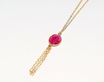 JUNE Ruby and gold chain necklace
