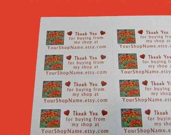 30 PERSONALIZED Thank You Labels. 1 Sheet of White 1-Inch Labels Printed in Color. 5377