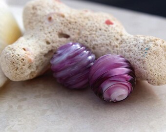 Elizabeth Creations AURORA artisan lampwork matching handmade glass beads Sra