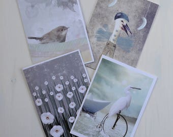 Set of Cards-postcards-illustrated original prints. Greeting cards with Envelope