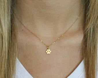 Gold Paw Print Necklace -Tiny Gold Paw Print Necklace - Paw Print Charm-Cat Dog Lovers Jewelry -Pet Memorial Necklace -Pet Jewelry - Dog Paw