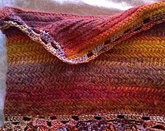 Herringbone cowl, handcrafted wool scarf