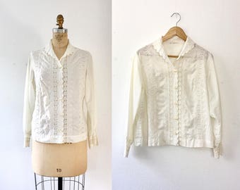 vintage lace blouse / embroidery lace blouse / Pippa lace blouse
