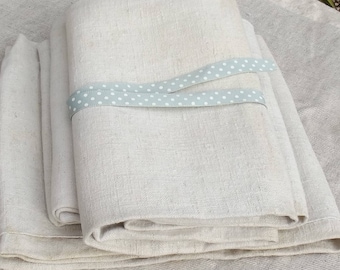 Vintage French Fabric Woven Oatmeal Chanvre organic primitive linen 19th century textile