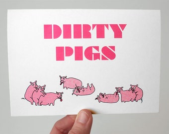 Funny Valentine, Rude Greeting Card, Funny Card, Naughty Valentine Card, Adult Valentine, Rude Greeting Card, Naughty Card - DIRTY PIGS