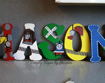 Thomas the Train Engine Hand Painted Custom wodden letters for Nursery or kids bedroom playroom