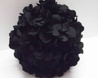 black flower pillow round pillow pouf decorative pillow designer pillow circle pillow bedroom pillow wedding gift fiber pillow petal pillow